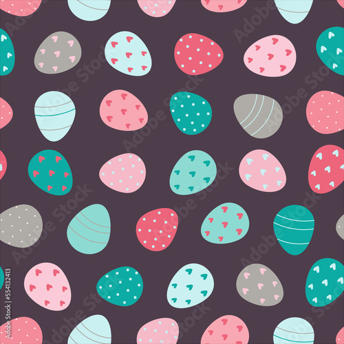 Easter eggs seamless pattern.Decorated Easter eggs