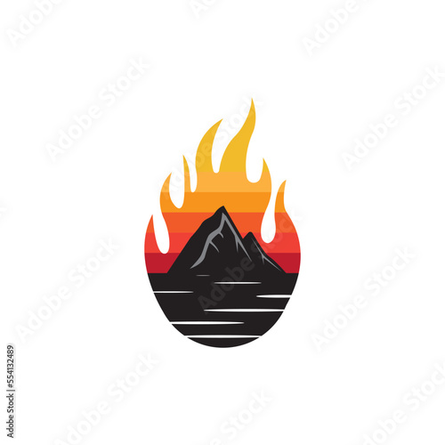 volcano logo vector color illustration design