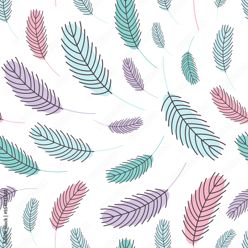 Fototapeta premium Feathers seamless pattern. Pattern with feathers