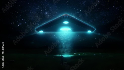 Ufo Alien Triangle in a Starry Night - Loop Scifi Abstract Landscape Animation Background photo