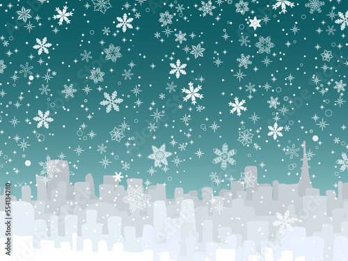 雪景色の街①緑