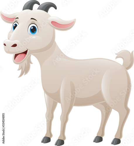 Cute goat cartoon on white background