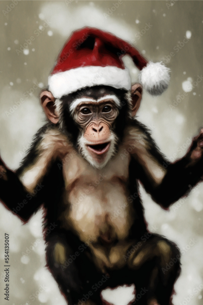 monkey with Santa hat monkey with Santa hat