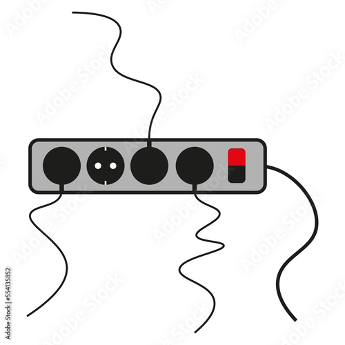 Electric extension cord in flat style. Pixel perfect. Vector illustration. stock image.