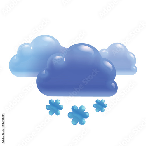 Cartoon Clouds with Snow in 3d Realistic Style