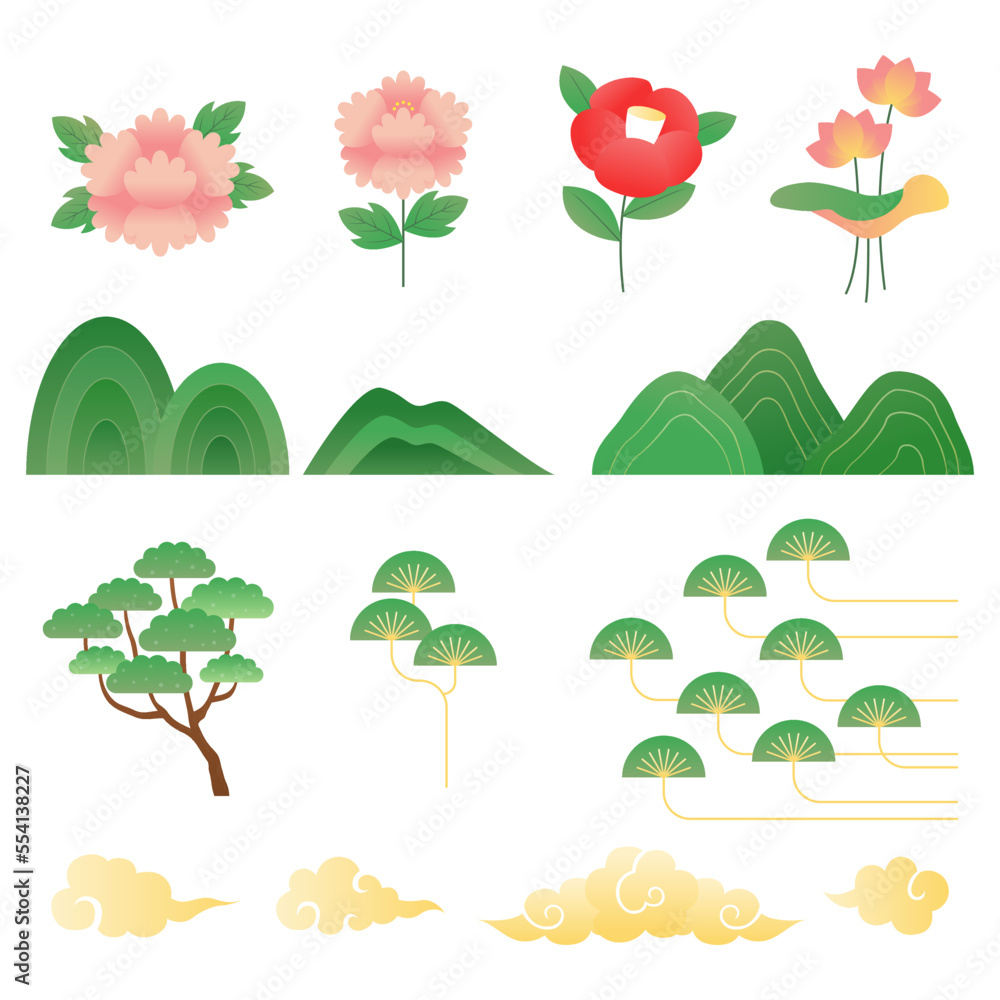 Nature illustration in Korean traditional style.