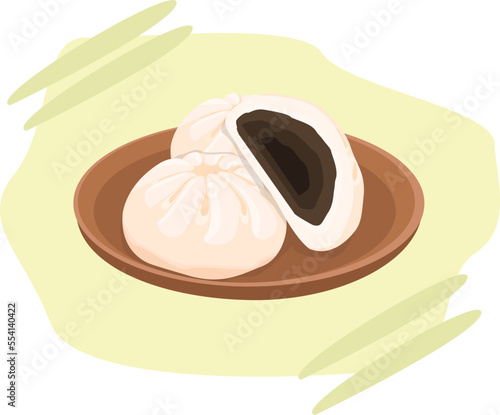 Bakpao asian food flat design illustration