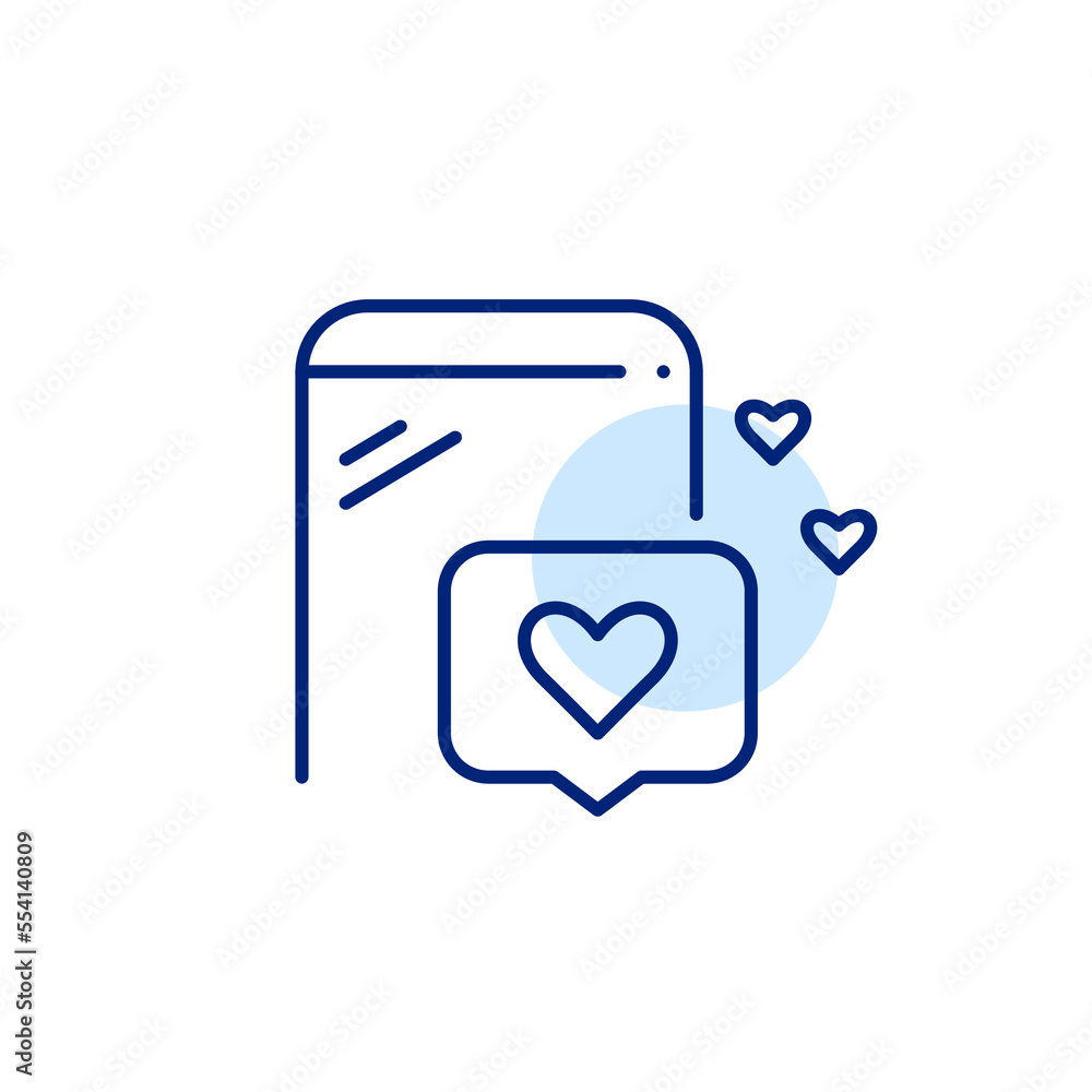 Receiving multiple like notifications on your smartphone. Pixel perfect, editable stroke line icon Receiving multiple like notifications on your smartphone. Pixel perfect, editable stroke line icon