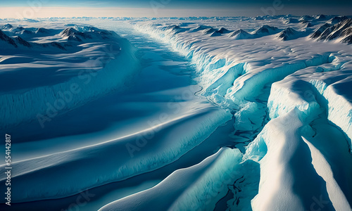 Greenland ice sheet. Climate Change. Iceberg afrom glacier in arctic nature landscape on Greenland. Melting of glaciers and the Greenland ice sheet is a cause of sea levels rise. digital art photo