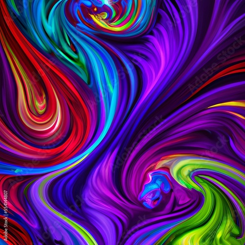 Colorful abstract background paint splash, vibrant modern fluid art texture, psychedelic swirl. Generative AI