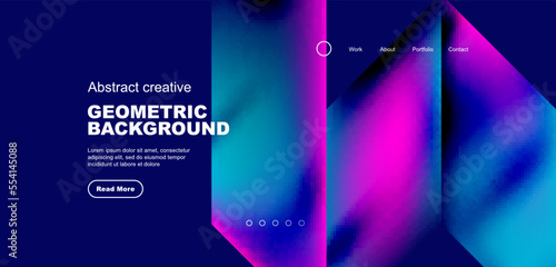 Fluid gradient geometric triangles, abstract landing page background. Minimal shapes composition for wallpaper, banner, background, leaflet, catalog, cover, flyer