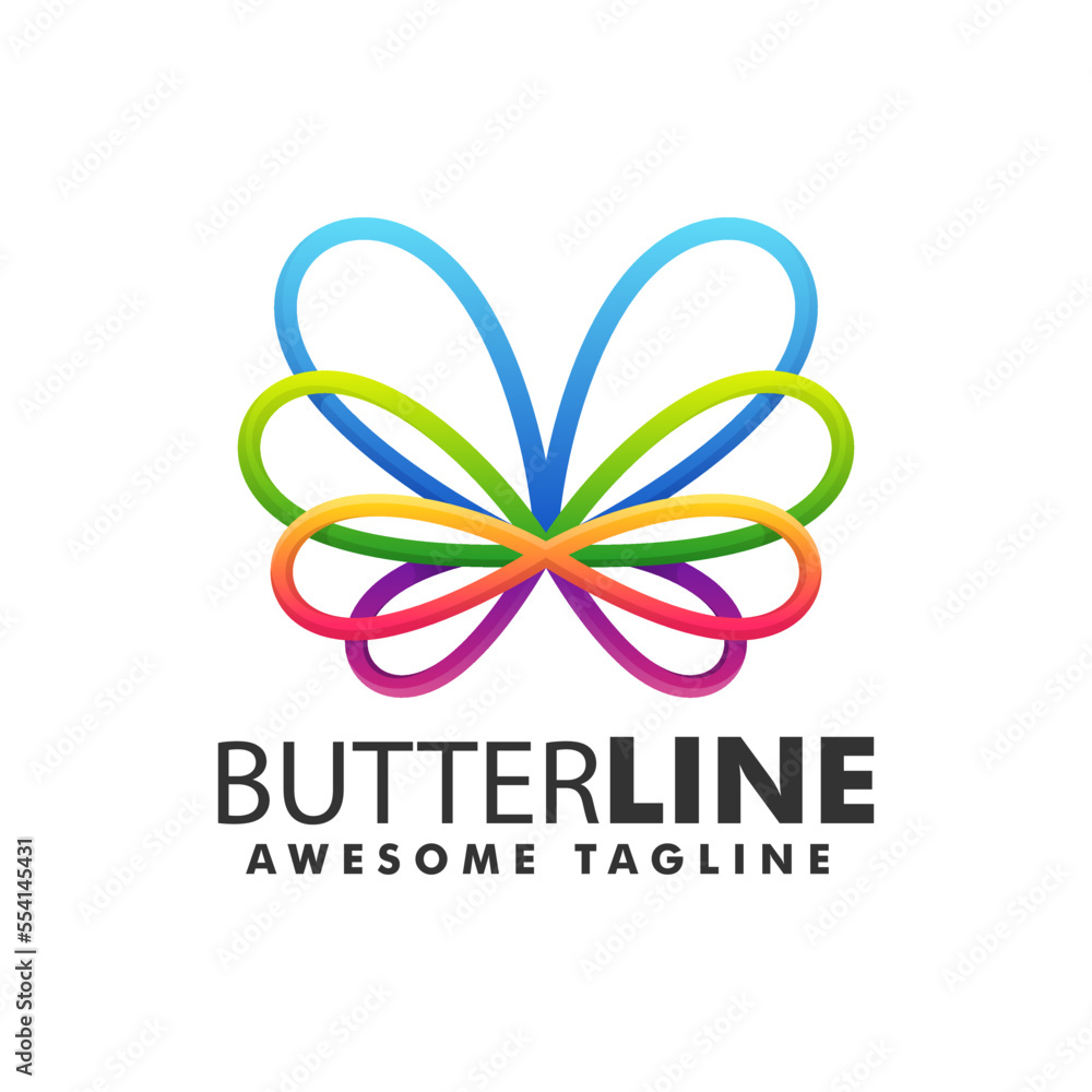 Vector Logo Illustration Butterfly Gradient Line Art Style. Vector Logo Illustration Butterfly Gradient Line Art Style.