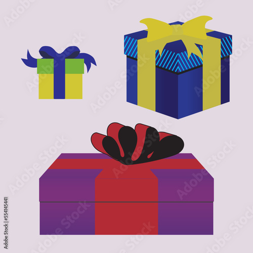 Gift Boxes Wrapped in Paper and Tied with Ribbon as Holiday Symbols Vector Set