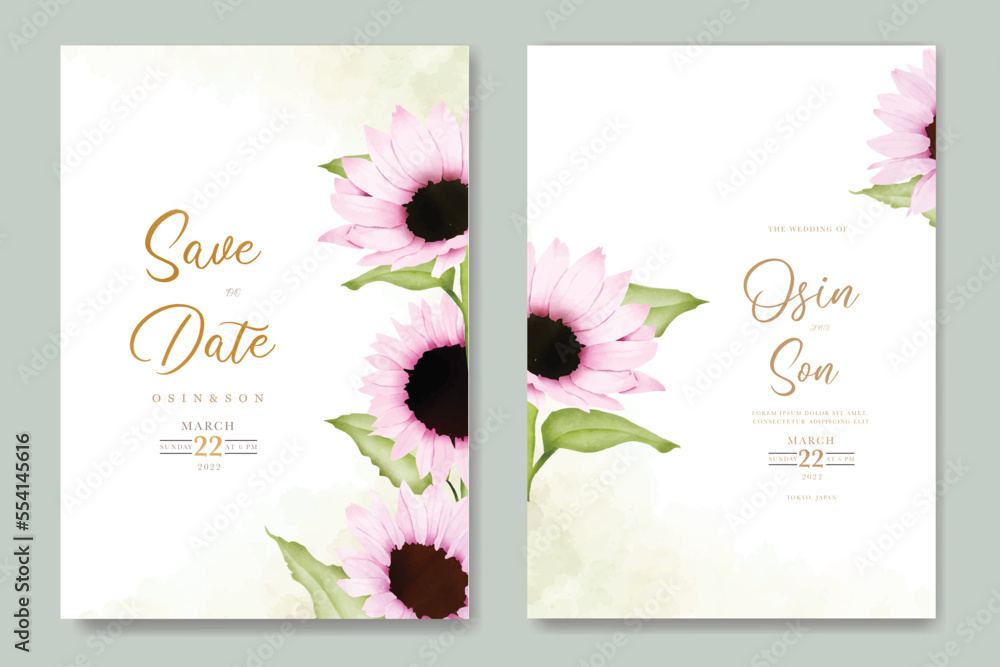summer watercolor chrysanthemum flower card set