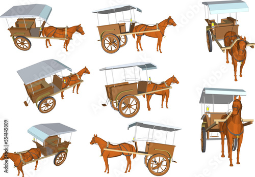 white background vintage horse carriage vector design