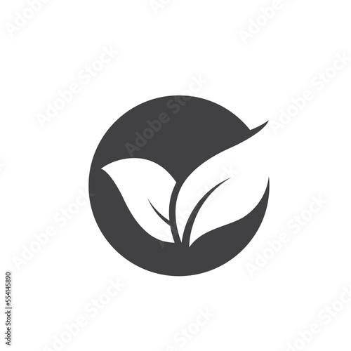 black leaf friendly  icon vector design concept