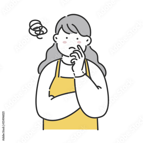 どうしようか悩んでいる主婦のイラスト素材