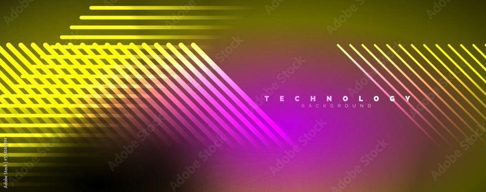 Neon shiny light abstract lines, light beams concept abstract background. Vector Illustration For Wallpaper, Banner, Background, Card, Book Illustration, landing page