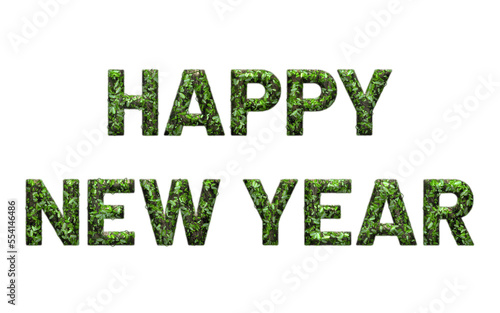 Happy New Year nature green plant 3d - transparent background PNG