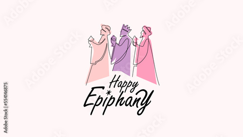 line art three kings illustration for happy epiphany day background