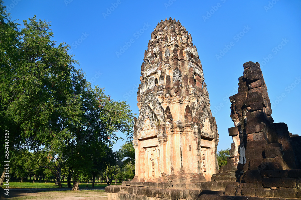 Ruins of Buddhist Shrine at Wat Phra Phai Luang in Sukhothai Province, Thailand