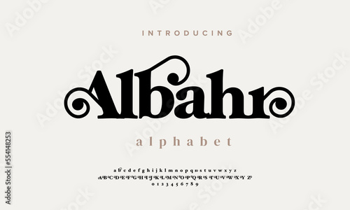 Albahr abstract simple fashion wedding alphabet. Elegant ligature typography typeface design