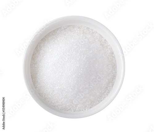Bowl of white sugar isolated on transparent png