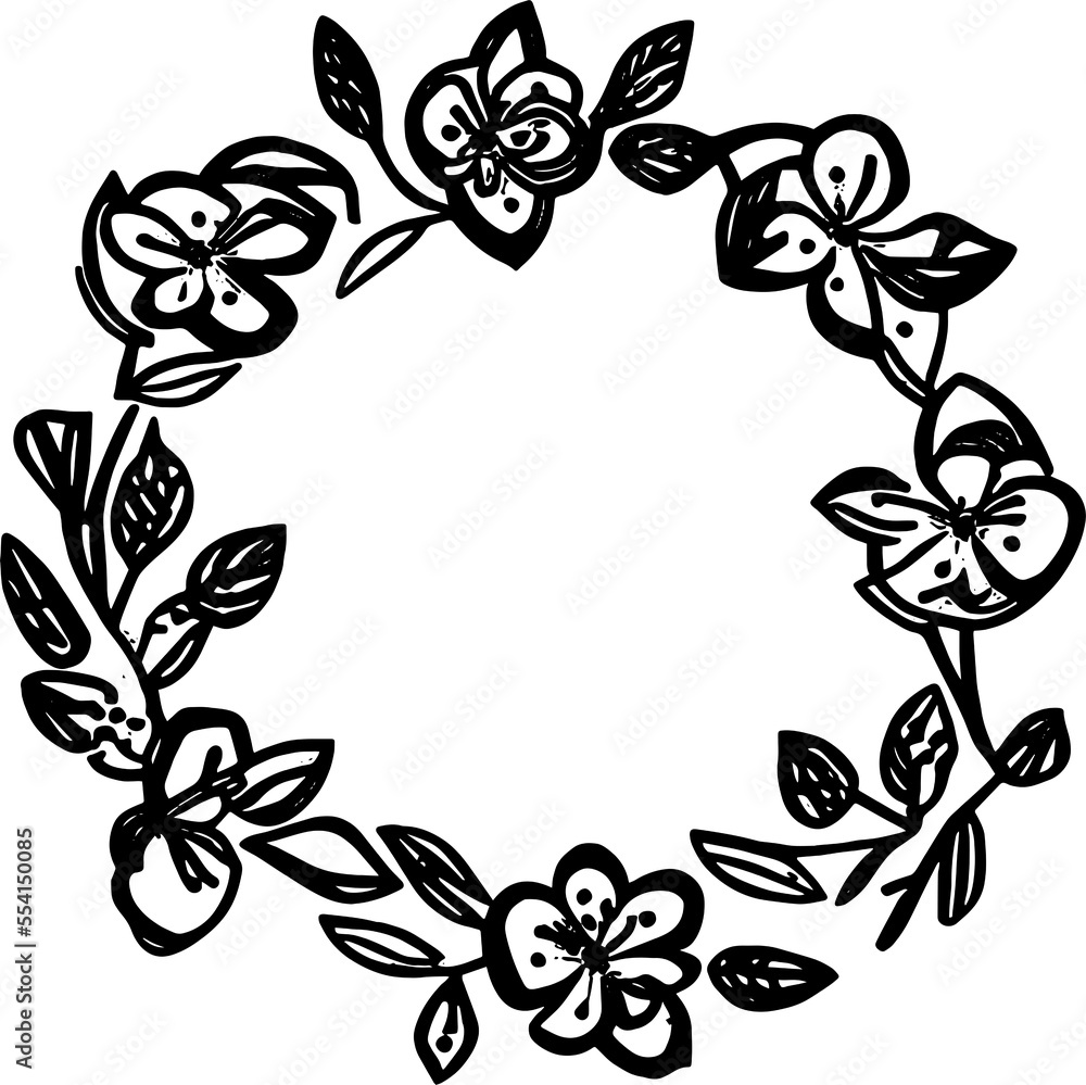 Floral wreath for your text, Flowers and leaves circle borders