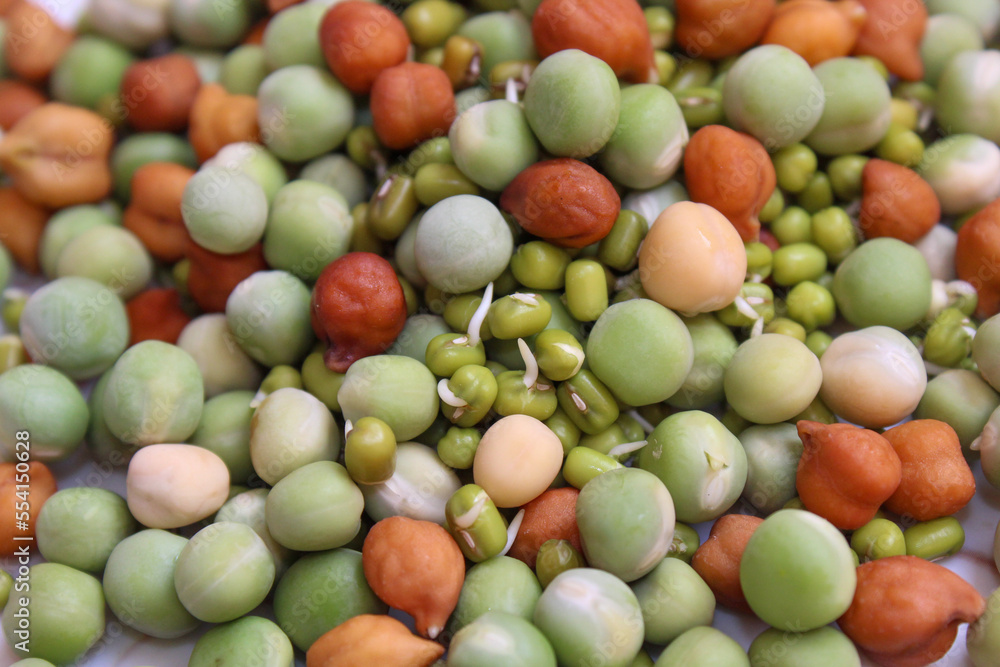 Green peas and chana or chickpea and mung beans Green peas and chana or chickpea and mung beans