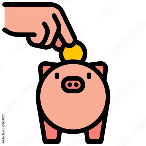piggybank filled outline icon