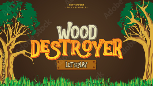 destroyers cartoon animated 3d text effect with forest background