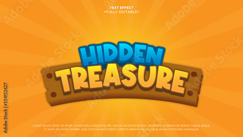 treasure animated 3d text effect with funny, cartoon, and child style
