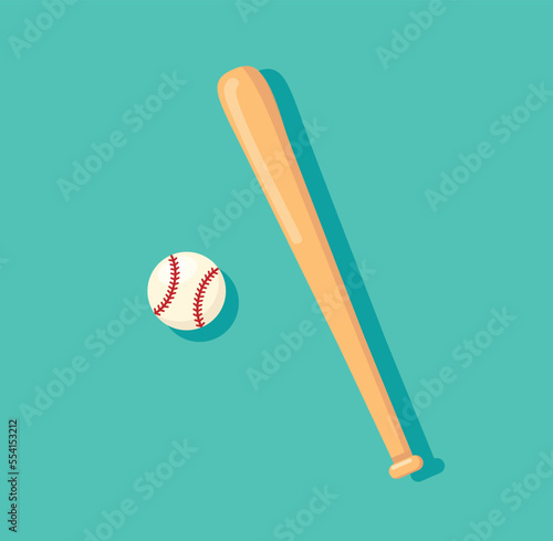 Baseball bat and ball  vector illustration