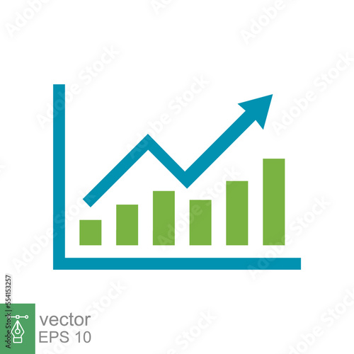Growing graph icon. Growth, profit increase, infographic graph with arrow up, business concept. Simple flat style. Vector illustration isolated on white background. EPS 10. Free Download Growing graph icon. Growth, profit increase, infographic graph with arrow up, business concept. Simple flat style. Vector illustration isolated on white background. EPS 10. - GFXLoad