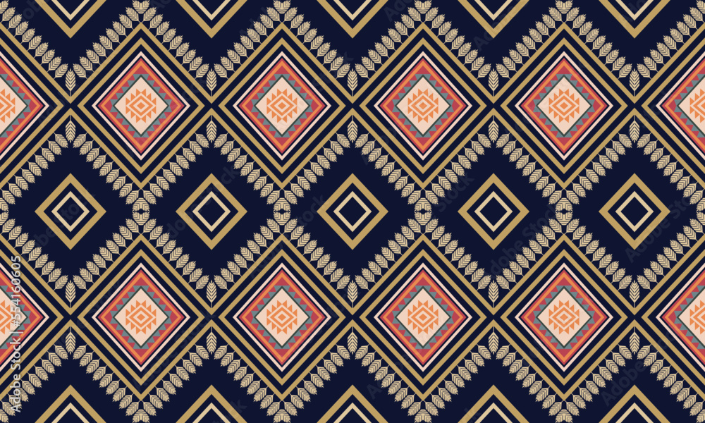 Geometric ethnic flower pattern for background,fabric,wrapping,clothing,wallpaper,Batik,carpet,embroidery style.	