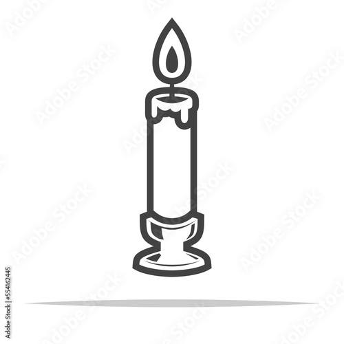 Candle with holder outline icon vector isolated