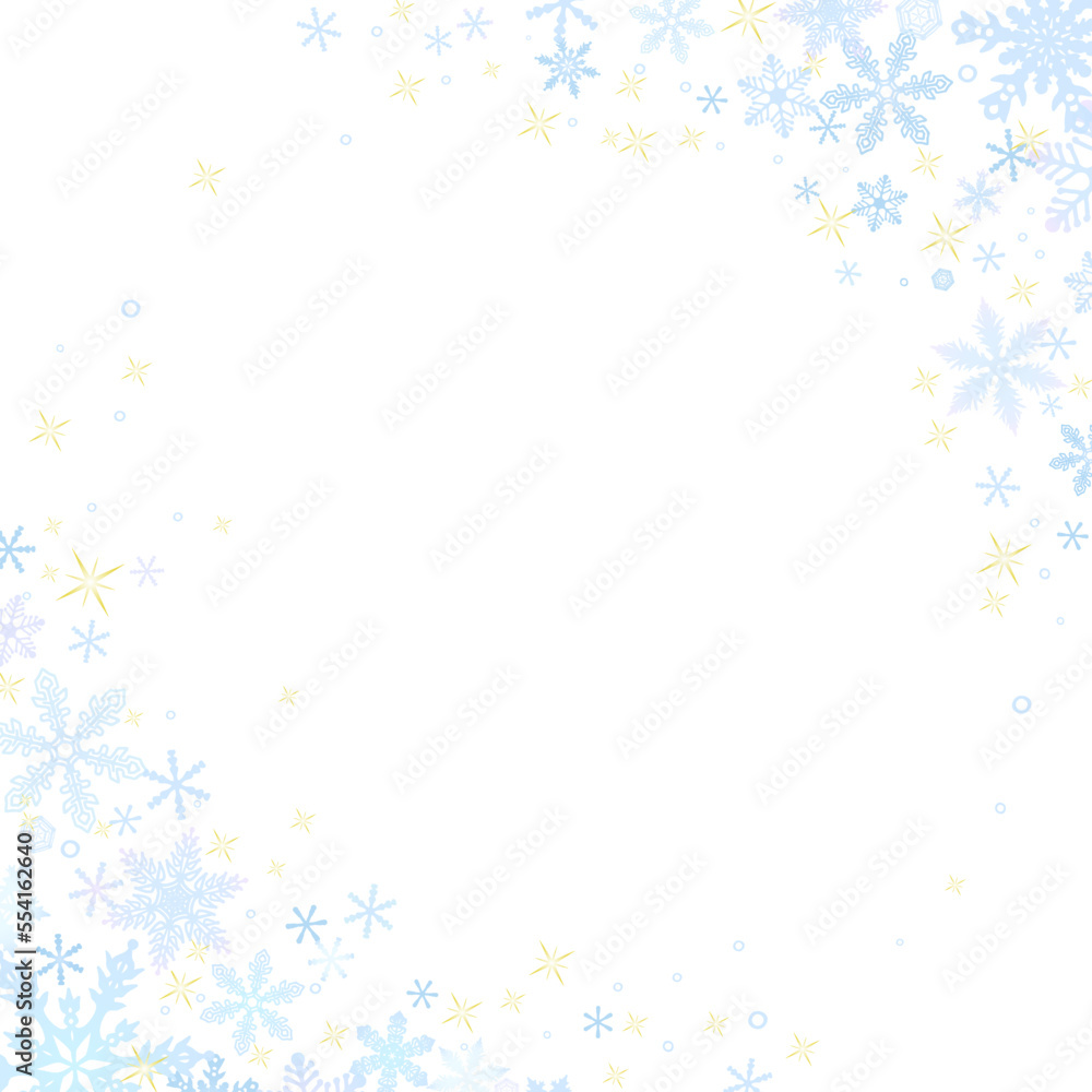 雪の結晶の壁紙⑬正方形_ななめ_青系_白背景