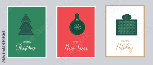 MERRY CHRISTMAS, HAPPY NEW YEAR AND HAPPY HOLIDAY POSTCARD DESIGN