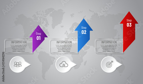 business infographic 3 d, square and arrow style, Glass design, can be used for workflow layout, diagram, annual report, web design.Creative banner, label vector, Business Plan.