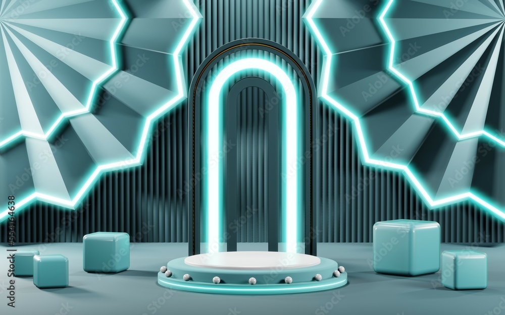 3D render of Podium background in blue tones for displaying cream products. cosmetics 3D render of Podium background in blue tones for displaying cream products. cosmetics