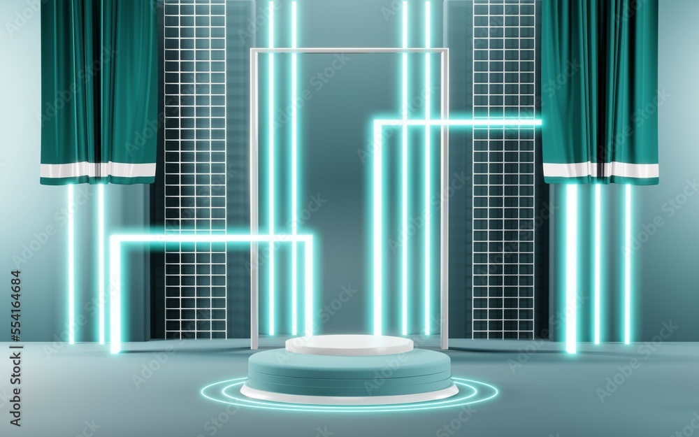 3D render of Podium background in blue tones for displaying cream products. cosmetics 3D render of Podium background in blue tones for displaying cream products. cosmetics
