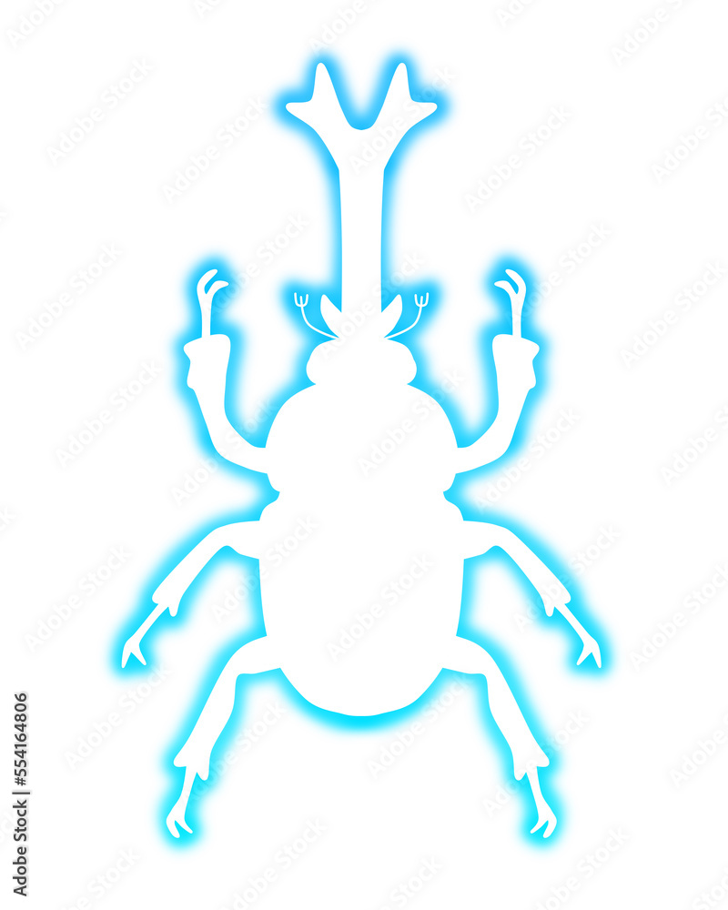 Silhouette of a glowing blue beetle Silhouette of a glowing blue beetle