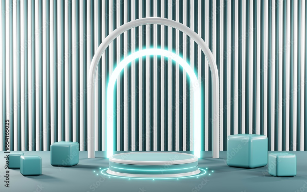 3D render of Podium background in blue tones for displaying cream products. cosmetics 3D render of Podium background in blue tones for displaying cream products. cosmetics