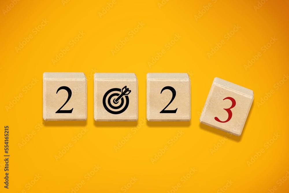 Goal concept. Wooden cubes blocks on the desk Goal concept. Wooden cubes blocks on the desk