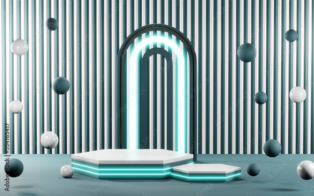 3D render of Podium background in blue tones for displaying cream products. cosmetics 3D render of Podium background in blue tones for displaying cream products. cosmetics