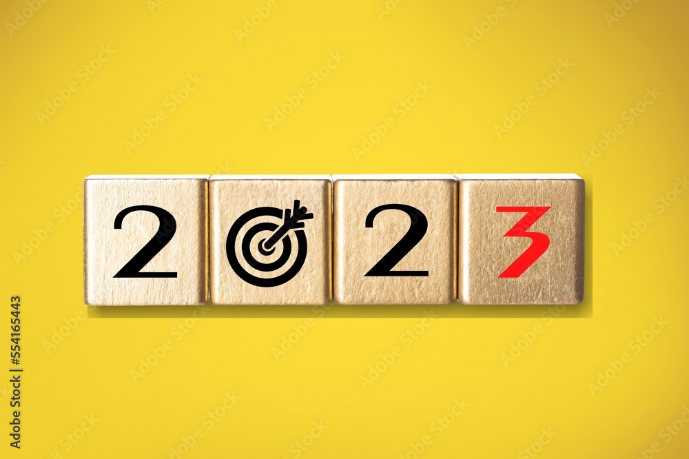 Goal concept. Wooden cubes blocks on the desk Goal concept. Wooden cubes blocks on the desk