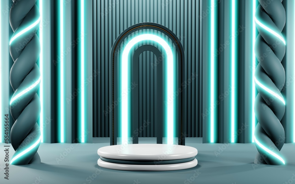 3D render of Podium background in blue tones for displaying cream products. cosmetics 3D render of Podium background in blue tones for displaying cream products. cosmetics