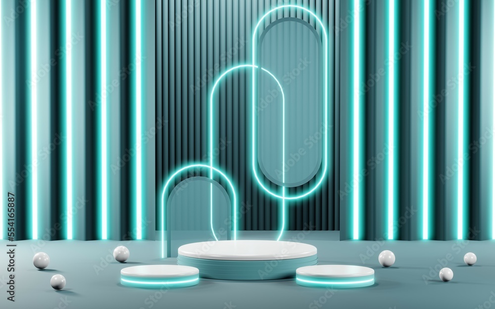 3D render of Podium background in blue tones for displaying cream products. cosmetics 3D render of Podium background in blue tones for displaying cream products. cosmetics