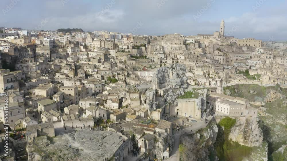 Aerial Pullback Reveals Matera, Italy. Oldest City in Europe. Third Oldest in World Aerial Pullback Reveals Matera, Italy. Oldest City in Europe. Third Oldest in World