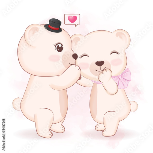 Fototapeta Naklejka Na Ścianę i Meble -  Cute Couple Bear Valentine's day concept illustration
